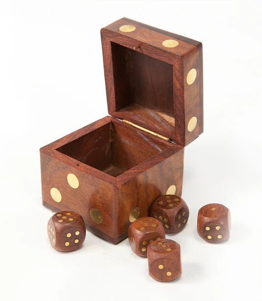 WOOD 5 DICE BOX SET