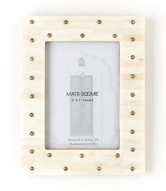 CARVED BONE WITH BRASS STUDS 5x7 FRAME