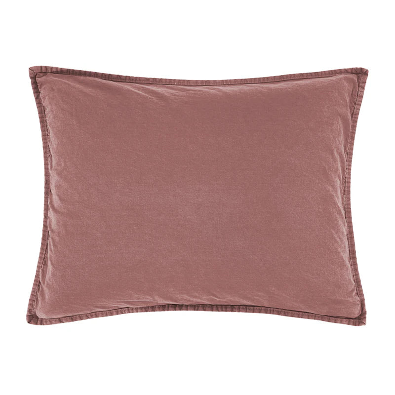 Cotton Stonewashed Standard Sham-Mauve