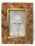 CARVED WOOD W/ BRASS 5X7 FRAME