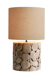 Round Teak Patch Table Lamp