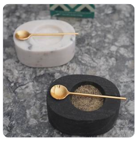 S&P marble bowl w/ spoon
