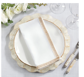 Jute border napkin-Ivory