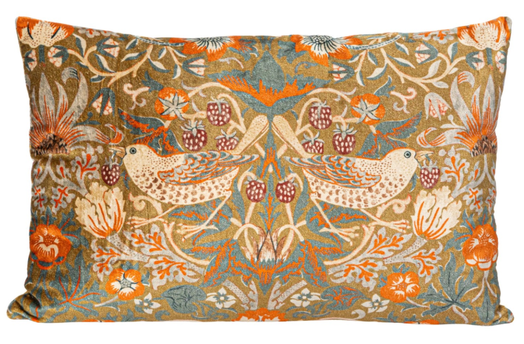 velvet bird print pillow