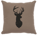 DEER HEAD COTTON PILLOW 16"