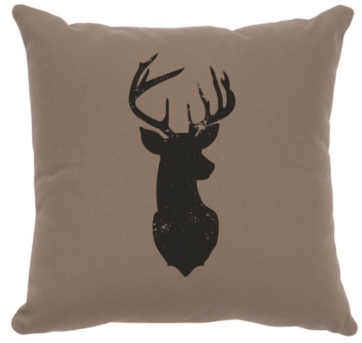DEER HEAD COTTON PILLOW 16"