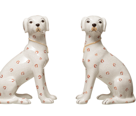 Hand-Painted Ceramic Dog, Crackle Finish, 2 Styles