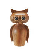 Acacia Wood Owl Shaped Salt/Pepper Mill, Natural & Black