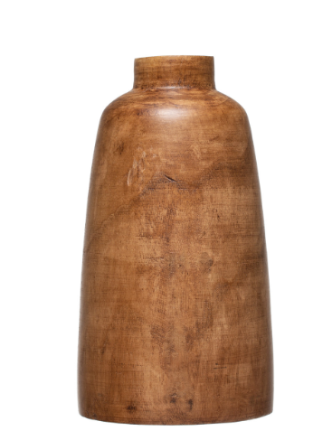 Paulownia Wood Vase, Walnut Stained Finish