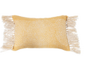24" x 16" Stonewashed Cotton Slub Lumbar Pillow w/ Dot Pattern & Fringe, Polyester Fill