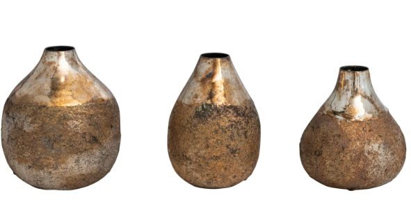 Metal Vases, Burnt Gold Finish