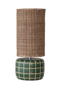 Ceramic Tiled Table Lamp with Hand-Woven Rattan Shade