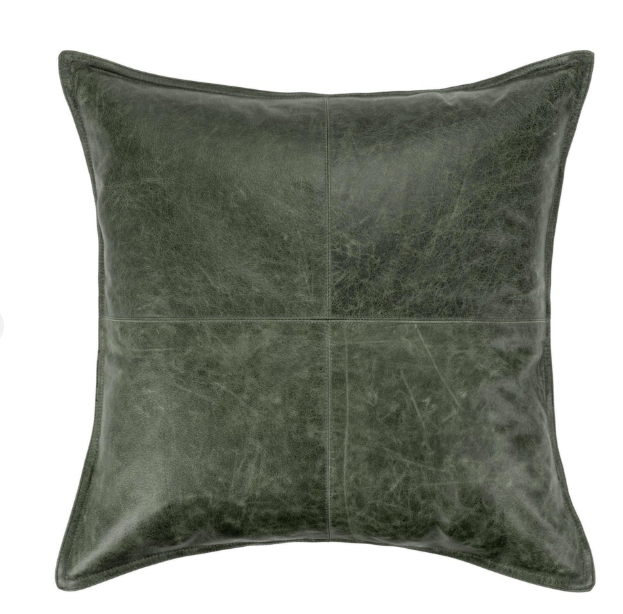 Green Leather Pillow