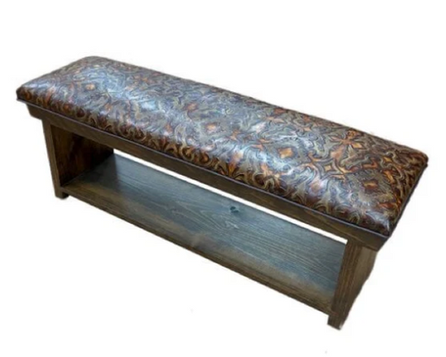 4' EMBOSSED BENCH WITH SHELF