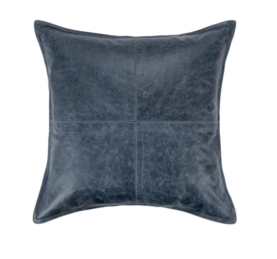 Blue Leather Pillow