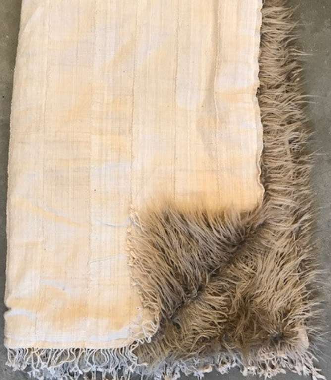 Throw from Handmade Textile w Faux Fur