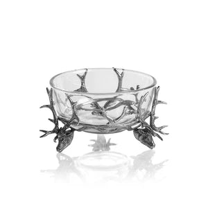 Stag Glass & Pewter Bowl