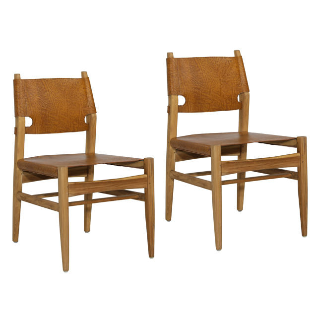 Leather & Teak Dining Chairs